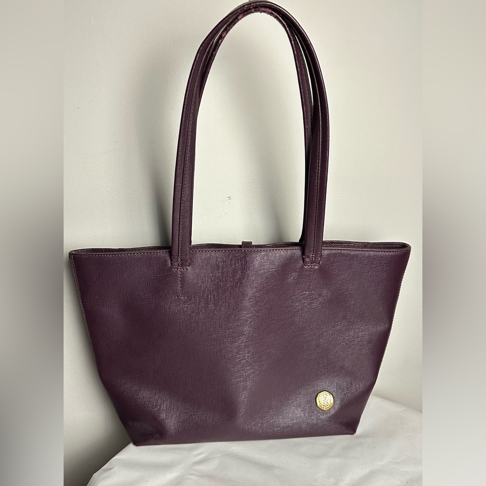 Vince Camuto Purple Leather Tote Bag with Textured Finish